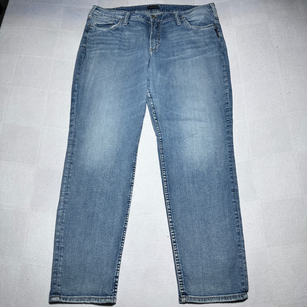 Silver Jeans Co Boyfriend Womens 16 Mid Rise Medium Wash Stretch Straight Leg